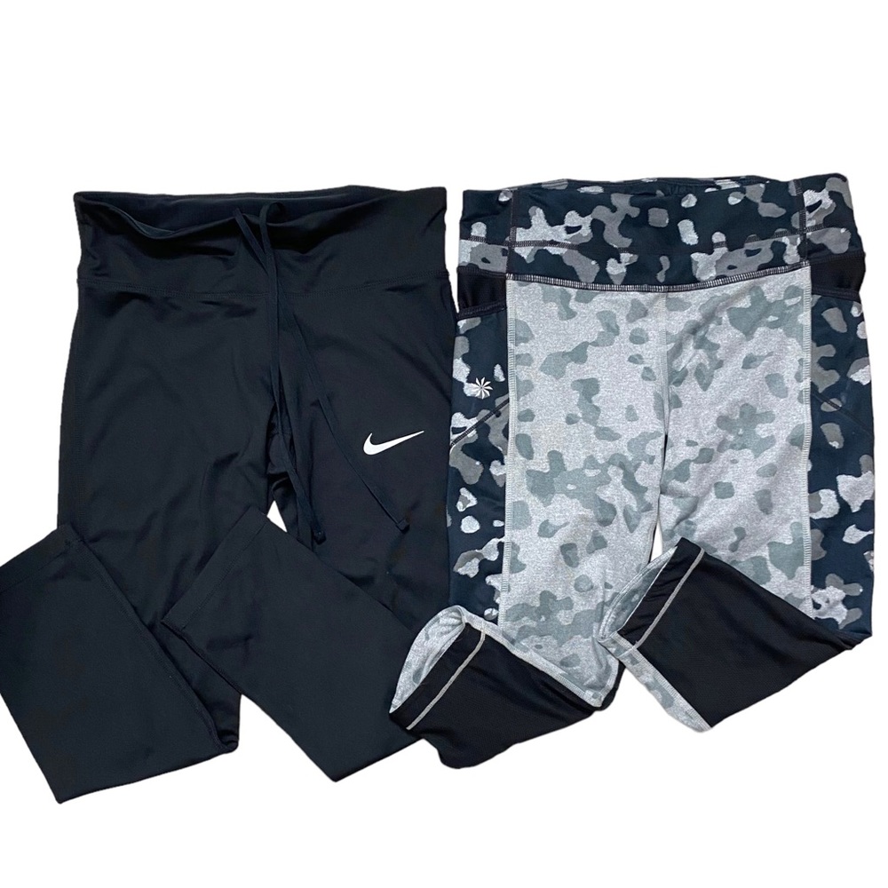 Nike Dri-Fit Womens Black Crop Leggings Lot + Athleta Animal Print Capri Sz XS/S